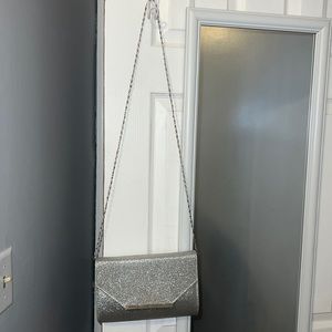 Silver sparkly clutch/crossbody purse
